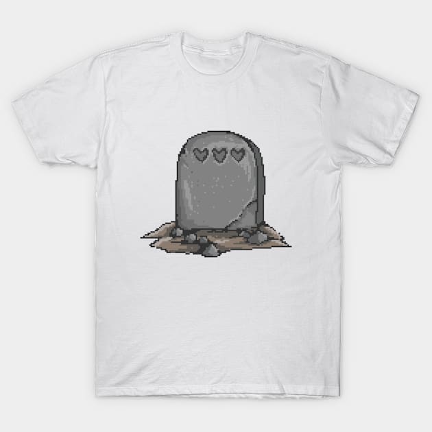 Headstone With Hearts Pixel Art T-Shirt by Rebus28